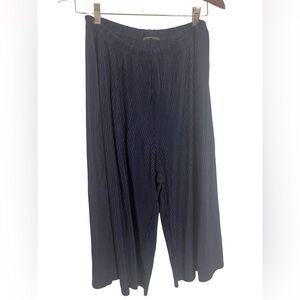 Zara FLOWY RIBBED PANTS navy blue Size Medium
